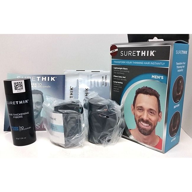 2xNew Boxes SureThik Men's Hair Thickening Keratin Fibers Starter Kit 30g AUBURN