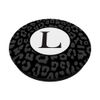 Monogram Letter L Initial Black Dark Grey Leopard Print PopSockets Swappable PopGrip