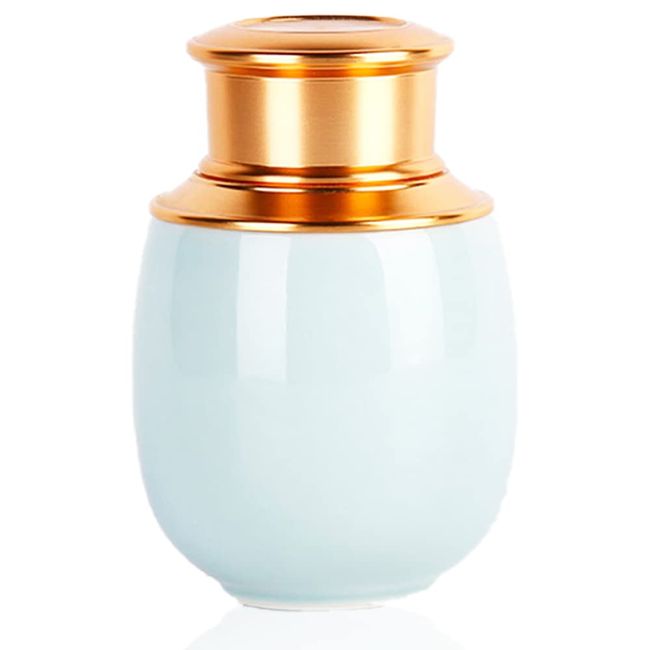 HIRAISM Mini Urn Urn for Ashes, Buddhist Altar, Bones & Dives, Hand Ceramic, Container, Screw Type, Capacity 7.1 oz (200 g) (Blue)