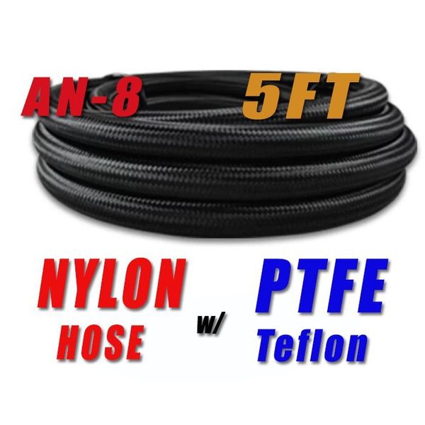 8AN AN8 8-AN Black Nylon PTFE  E85 Ethanol Fuel HOSE 15FT