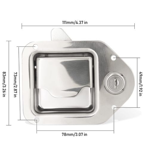 LEIMO KPARTS Tool Box Replacement Latch,2 stainless steel Truck Tool Box Latch Paddle Lock Replacement Handle 4-3/8inch x 3-1/4inch Paddle Key