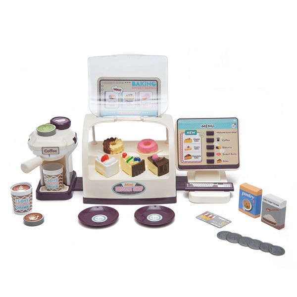 Pretend Play Counter Set Ice Cream Shop with Menu Toy Set, Kids Kitchen Playset Play Food Retro Diner Stand for Kids - Toddler Kitchen Playset Accessories Toy