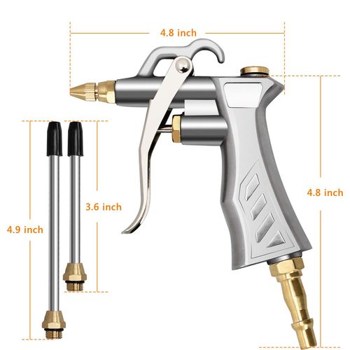 Air Blow Gun, Nozzle Duster Blow Gun Cleaner with 1 Blow Nozzle and 2 Air Flow Extension Dust Cleaning Air Compressor Accessory Tools Air Blowing Nozzle Gun