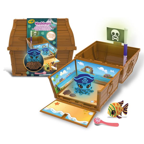 CRAYOLA - Washimals Ocean Glow Pets - Treasure Chest Set for Baby Coloring and Bathing Toy and Gift for Kids 3 Years