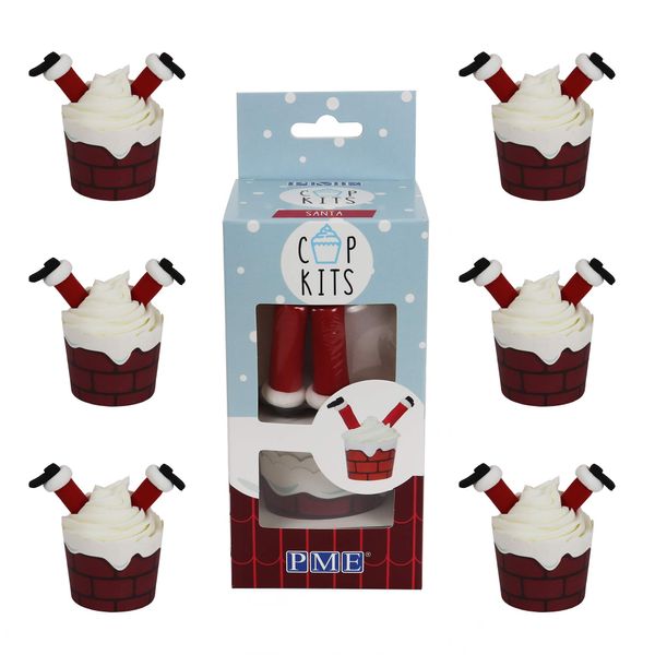 PME CUP03 Cupcake Decorating Kit with Edible Toppers, Santa