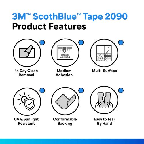 3M 2090 ScotchBlue Painters Tape - 4 in. x 180 ft. Masking Tape Roll for Medium Adhesion. Painting Wall Preparation