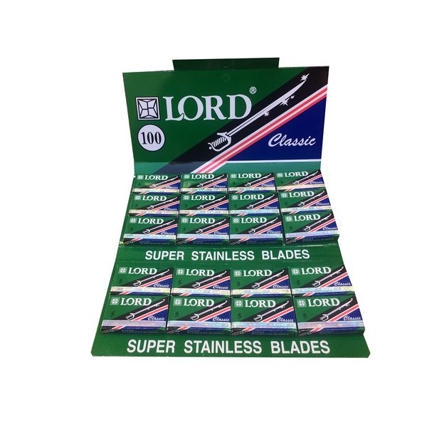 Lord Classic Super Stainless Double Edge Safety Razor Blades, 100 blades (20x5)