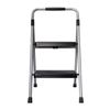 Gray & Black 2-Step Steel Large Platform & Foldable Step Stool