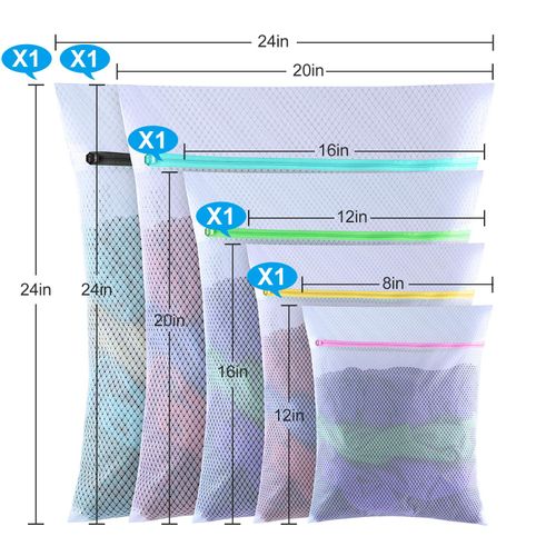 Gogooda Set of 5 Mesh Laundry Bags, Delicates Wash Bag for Blouse,Hosiery,Underwear,Sweaters,etc. Premium Laundry Bags for Travel Storage Organization (5 Set)