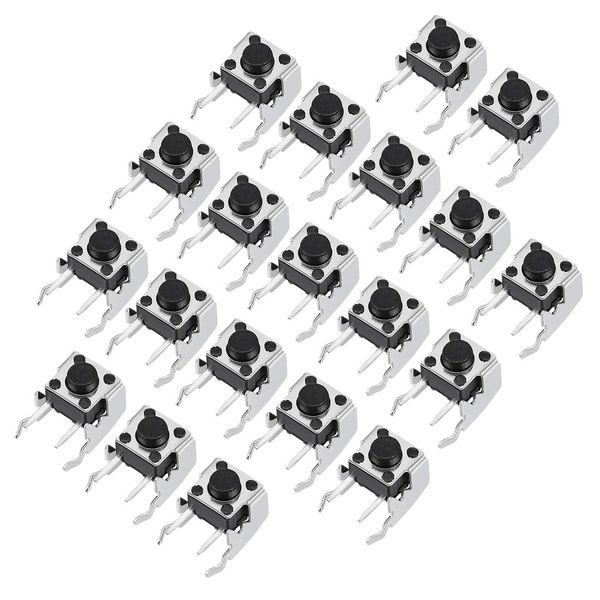 sourcing map 20Pcs Momentary PCB Side Mounting Fixed Bracket Pushbutton Push Button Tact Tactile Switch DIP 2 Terminals 6x6x5mm
