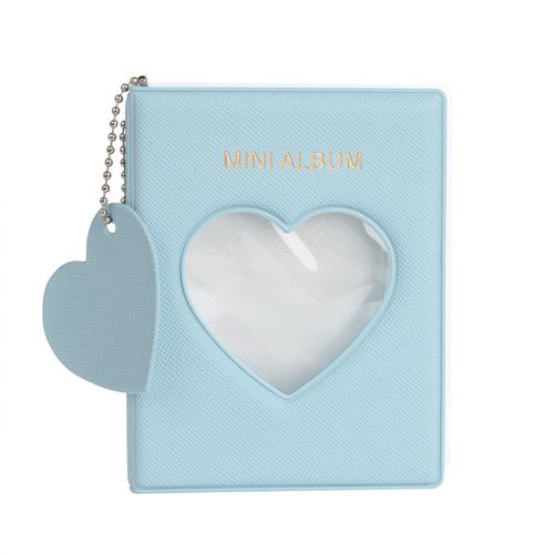 Photocard Binder 7.6 cm Mini Photo Album 40 Pockets Kpop Photo Card Binder Heart Hollow Photo Cards ID Holder with Pendant