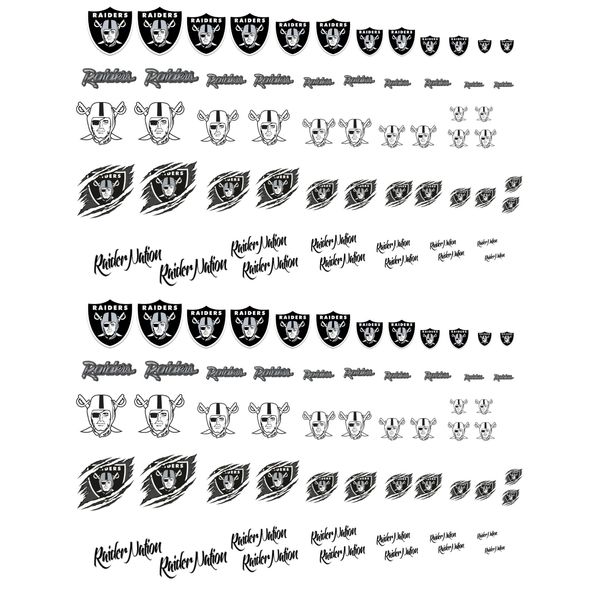 1/64 Hotwheels NFL RAIDERS  Waterslide Decals  MADE IS THE USA