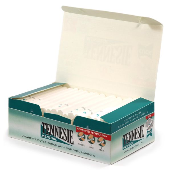 Tennesie Flavor Capsule Tubes, 100 Count, 84mm Mint Bead Regular Size