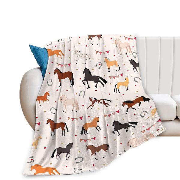 Horse Blanket Horse Gifts for Girls Boys Woman Kids Horse Lover Throw Blankets Soft Blanket Warm Fleece Flannel Plush Blankets for Bed Sofa Couch 40"x50"