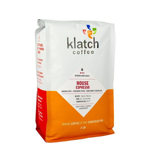Klatch Coffee House Espresso Medium-Dark Roast, 2 Pounds, Whole Bean