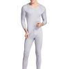 Grenasasilk Men's Silk Long Johns Mulberry Silk Long Underwear V-Neck Breathable Thermal Underwear Sets & Undergarments (L, Silver Grey)