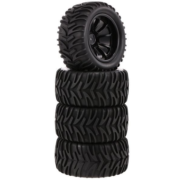 Goolsky 4pcs 1/10 Off Road Tires Double V-Tread Pattern Spoke Crims for 1/10 HSP HPI Red Cat RC4WD RC Monster Truck