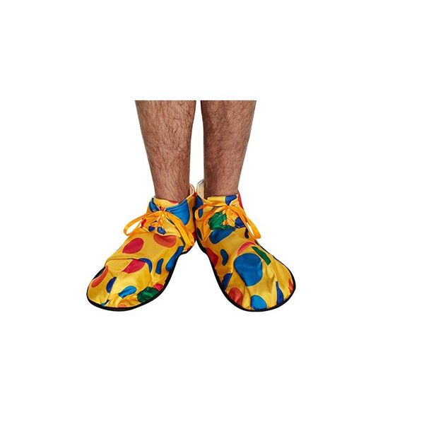 OVERSIZED CLOWN SHOES COVER CIRCUS YELLOW POLKA DOTS FANCY DRESS ACCESSORY, Multi-colored