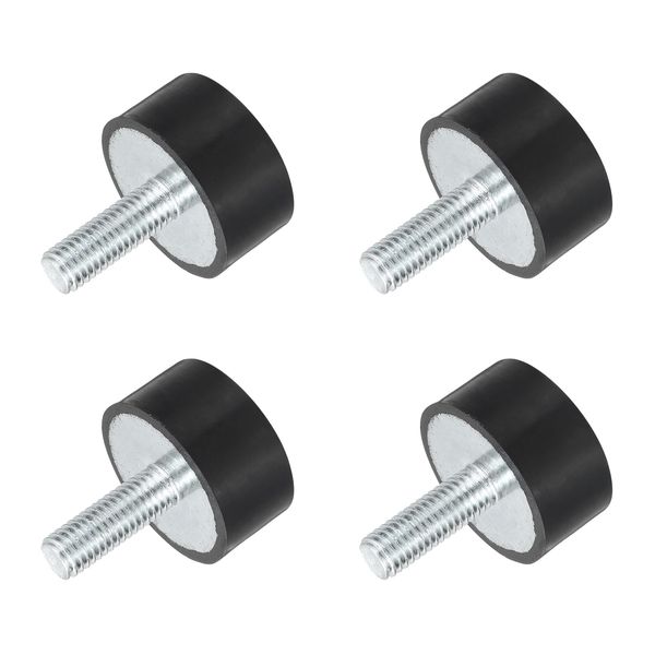 uxcell M8 Thread Rubber Mount Vibration Isolator Studded Cylindrical Shock Absorber 30x15mm 4pcs