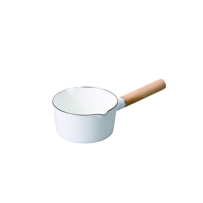 Pearl Metal Clevia Enameled Milk Pan, 5.9 inches (15 cm), White