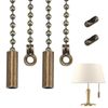 2 Pcs Bathroom Light Pull Cord, Light Switch Pull Cord, Decorative Pull String Ornament Extension Chains for Ceiling Light Lamp Fan Chain Extender (Bronze & Silver) (Coppery Silver)
