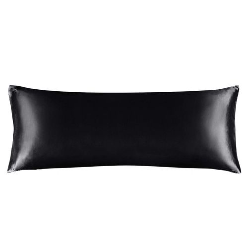 BEDELITE Satin Body Pillow Cover, Super Soft and Cooling Body Pillow Pillowcase for Hair and Skin, Breathable Silky Full Long Pillowcase Cover(20"x54", Black)