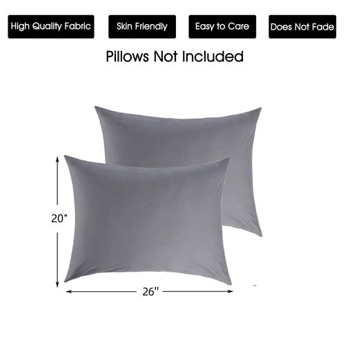 Cotton Pillow Protectors/Cases Standard Size with Zipper 2 Pack Grey Color,Cooling & Breathable Bed Pillow Protectors Set of 2 Pillow Cases Cover (Standard 20" x 26")