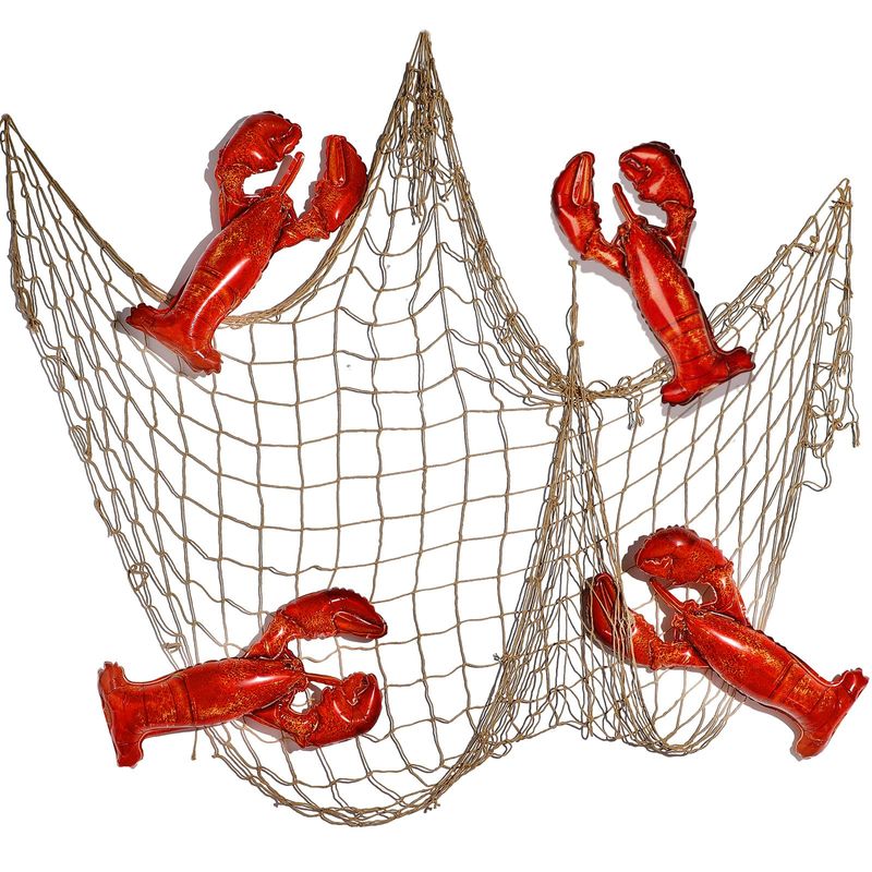 Silipull 5 Pcs Sea Animal Balloons Decorative Fish Net Set Crab Lobster ...