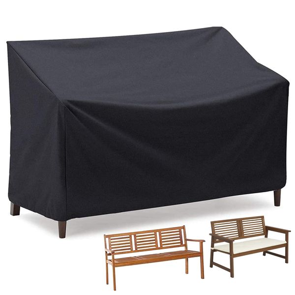 Kingling Outdoor Bench Covers, Patio Loveseat Cover Waterproof Bench Covers for Outdoor Furniture 2-seat Sofa Couch Cover, 52" W x 25" D x 35" H Black