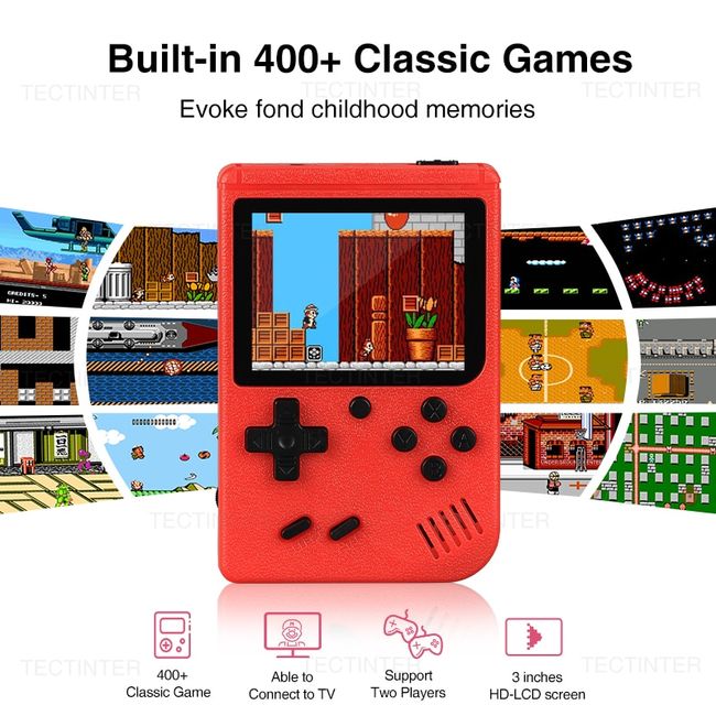 SUP 2 Players Classic Video Game Box 400 in 1 - 8Bit Retro Inbuilt Games  Handheld Game Console AV Out Mini Retro Game Support Two Players Gamepad