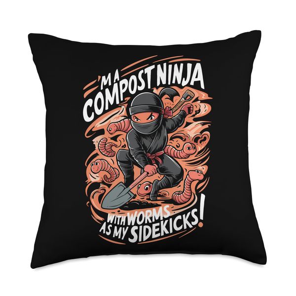[Worm Farming and Vermiculture: Red Wiggler Composting Throw Pillow