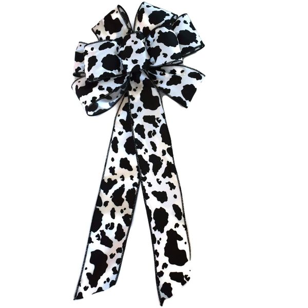 10" Wired Cow Spots Wreath Bow