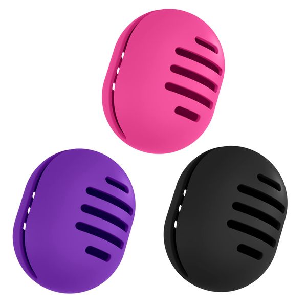 Fauxomor 3pz Custodia Spugna per Trucco Doppia Faccia Traspirante per Viaggio,Porta Spugna in Silicone per Beauty Blender per Tutte le Spugne,Riutilizzabile Facile Trasportare,Nero+Rosso Rosa+Viola