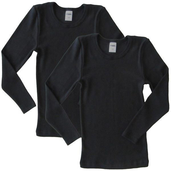 HERMKO 62830 2er Pack Kinder Langarm Funktionsunterhemd, Farbe:schwarz, Größe:140