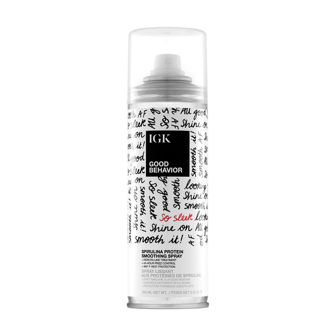 IGK GOOD BEHAVIOR Spirulina Protein Smoothing Spray | Keratin Like Treatment + Frizz Control + Heat Protectant | Vegan + Cruelty Free | 5.6 Oz