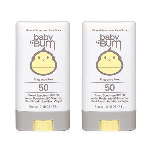 Baby Bum Mineral Sunscreen Face Stick - SPF 50 - UVA,UVB Face and Body Protection - Fragrance Free Safe for Sensitive Skin- Travel Size 0.45 Ounce (Pack of 2)