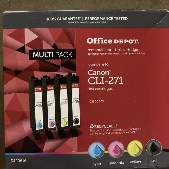 NEW Office Depot Ink Cartridge Multipack Cyan Yellow Magenta Black Canon CLI-272