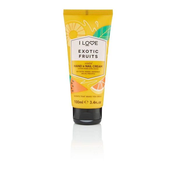 I Love Exotic Fruits Scented Hand & Nail Cream, Packed With Shea Butter & Coconut Oil to Rejuvenate & Nourish the Skin, 93% Naturally Derived Ingredients Including Vitamin, VeganFriendly 100ml