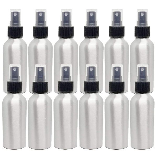 4 fl oz Aluminum Bottle with Black Spray Cap (12 Pack)
