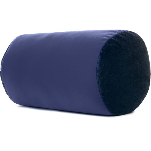 PILLOWY Microbead Bolster Neck Roll Pillow, Gently On Body, Head, Neck & Shoulders No Pain Rest, Relax Sleep - Silky Feel Prevent Wrinkles & Hair Breakage - Lightweight Cylinder, 14" x 8", Dark Blue
