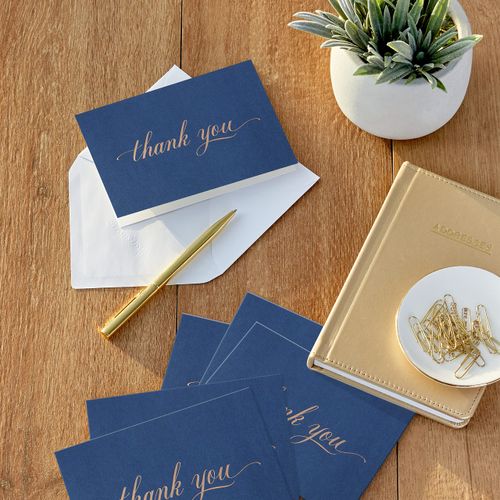 Hallmark Pack of Thank You Cards, Elegant Silver Foil (40 Thank You Notes with Envelopes)