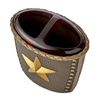 SKL Home Western Star Toothbrush Holder, Brown