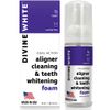 Divine White Dual-Action Stain Removal Aligner/Retainer Cleaner and Teeth Whitening Foam- Hydrogen Peroxide-Good for Invisalign, ClearCorrect, SmileDirectClub, Candid, Byte -Oral Care-Foam Toothpaste