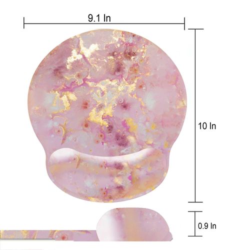 Pink Ergonomic Mouse Pad with Wrist Rest, Gaming Mouse Pad with Wrist Support,Gold Marble Mouse Pads for Desk for Women, Computer Mousepad with Non-Slip Rubber Base, Cute Office Desk Accessories