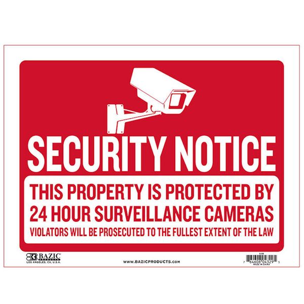 12 X 16 Security Notice Sign waterproof home business strong signal red