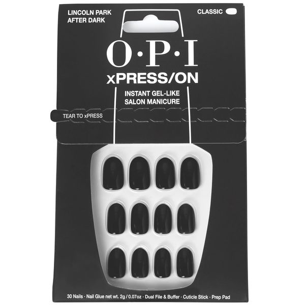 OPI xPRESS/ON Press On Nails, Up to 14 Days of Wear, Gel-Like Salon Manicure, Vegan, Sustainable Packaging, With Nail Glue, Short and Long Iconic Shades, Lincoln Park After Dark Purple Nail Polish