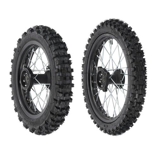 CUBELLIN 60/100-14 Front & 80/100-12 Rear Wheel Kit Pit Bike Wheel Set for 50cc 70cc 90cc off-road pit bikes 15mm Axle Wheel Tire Rim for Off-Road