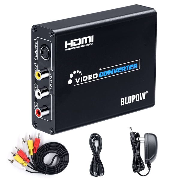 BLUPOW VA504 Composite/S to HDMI Converter, 1080P Compatible, 3RCA AV/S-Video to HDMI Converter, Video Converter, Analog, Digital, RCA / S Terminal, HDMI Converter, Japanese Manual Included