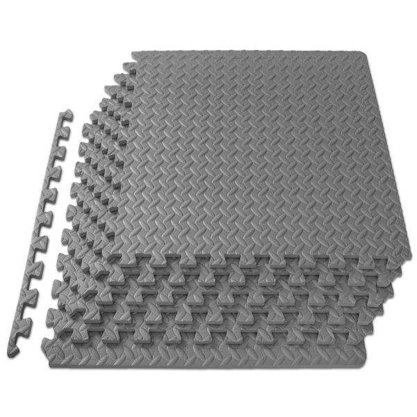 ProsourceFit Exercise Puzzle Mat Gray EVA Foam Interlocking Protection & Cooing, see detail page, see detail page