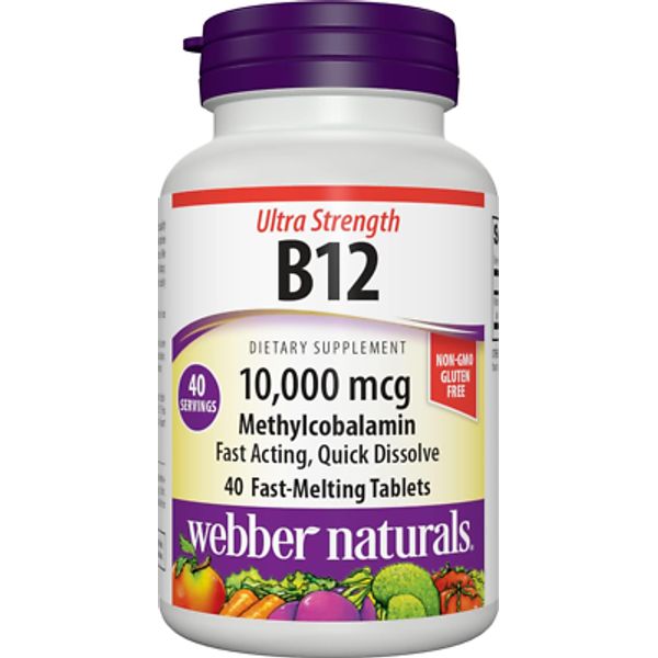Vitamin B12 10,000 Mcg Ultra Strength, 40 Count, Fast-Melting Tablets, Supports
